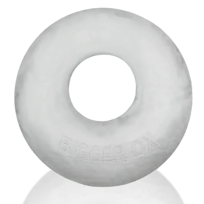 Clear white silicone thick ring with embossed Bigger Ox branding, designed for comfortable and secure wear.
