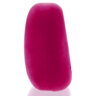 Thick, squishy, deep pink silicone TPR cockring with a smooth, rounded shape and plush texture.