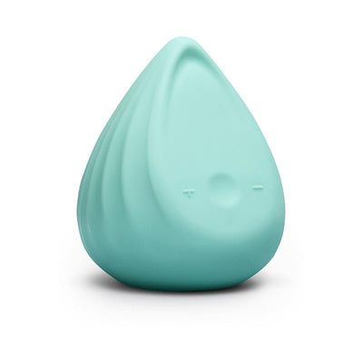 Biird Evii personal massager in soft teal silicone with ergonomic, teardrop shape and subtle control buttons.
