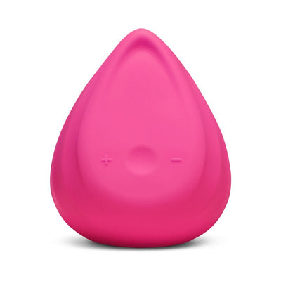 Compact rose berry pink Biird Evii personal massager with smooth silicone surface and simple control buttons.