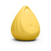 Yellow teardrop-shaped Biird Evii personal massager with smooth silicone surface and control buttons.