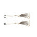 Pair of chrome-plated tweezer clamps with large faux pearls and cascading silver chain tassels with pearl drops.