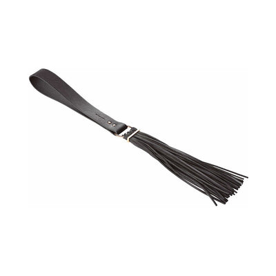 Black vegan leather tassel flogger with loop handle from Bijoux Indiscrets Maze Collection