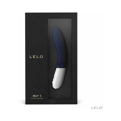 Billy 2 Deep Blue prostate massager in sleek black and white packaging by LELO, designed for ergonomic comfort and powerful vibration.