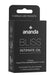 Black box packaging of Ananda Bliss Intimate Oil with 5 single-use packets and CBD-infused formula.