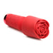 Compact red silicone wand vibrator with a detachable rose-shaped textured sleeve on the head, designed for discreet pleasure.