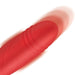 Close-up of the red Bloomgasm Romping Rose vibrator tip with smooth silicone texture and subtle ridges.