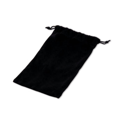 Black velvet drawstring pouch for discreet storage of intimate accessories