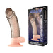 6-inch ribbed realistic penis sleeve extension in smoke color with textured base and packaging box.