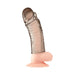 Smoke-colored 6-inch ribbed penis sleeve extension with realistic texture and suction base on a flesh-toned model.