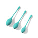 Bluebell Floral 3-piece blue silicone Kegel ball set in graduated sizes with long tails for pelvic floor exercise.