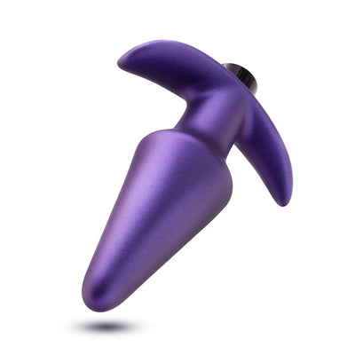 Sleek astro violet anal plug with ergonomic flared base and smooth tapered tip, designed for comfortable and secure wear.