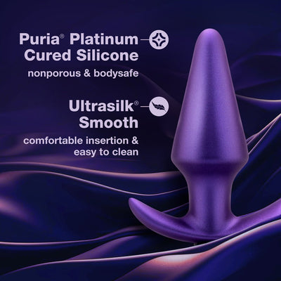 Astro violet anal plug made from body-safe Puria platinum cured silicone with ultrasilk smooth finish for comfortable use.
