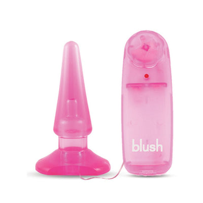 Pink translucent beginner-friendly anal plug with adjustable remote control by Blush, designed for comfortable use.
