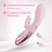 Blush Coll Morgan Pink rabbit vibrator with magnetic USB charging cable, compact and travel-friendly design.