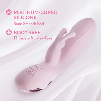 Blush Coll Morgan Pink dual vibrator made of platinum-cured silicone, body-safe, phthalate and latex-free with satin smooth finish.