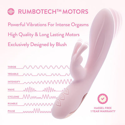 Pink dual-motor rabbit vibrator with multiple vibration modes and ergonomic controls, designed for intense pleasure.