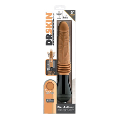 Blush Dr. Skin Silicone Dr. Arthur Thrusting Gyrating Vibrating Dildo - Tan - SexToy.com