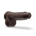 Chocolate-colored realistic silicone dildo with suction base and detailed texture, designed for versatile thrusting and vibration.