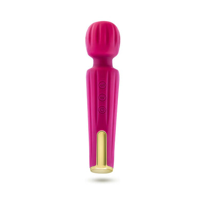 Blush Lush Allana wand vibrator in vibrant pink with flexible head and gold-accented base on white background