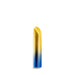 Compact bullet vibrator with a smooth, curved tip in a blue and yellow gradient finish.
