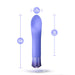 Purple vibrator with smooth curved tip, measuring 6.5 inches long and 1.25 inches wide, with 5 inches insertable length.