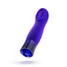 Sapphire blue ergonomic vibrator with a cupped tip and faceted gem-like base detail.