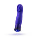 Sapphire blue ergonomic vibrator with a rounded tip and jeweled base, designed for clitoral and G-spot stimulation.