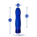 Blue Blush Oh My Gem Mystery Sapphire vibrator with dimensions and insertable length details shown.