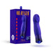 Blush Oh My Gem Mystery Sapphire vibrator in deep blue with packaging, featuring a cupped tip and faceted base design.