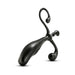 Black ergonomic prostate massager with curved arms and smooth, tapered design for targeted stimulation.