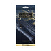 Blue vinyl flogger with wrapped handle and multiple tails, displayed in elegant black and gold Bondage Couture packaging.