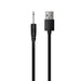 Black USB charging cable with a 3.5mm connector for Boners Premium Vibrating Cock Ring.