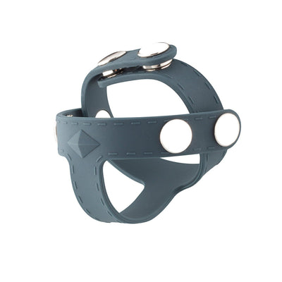 Dark gray T-shape ball splitter with adjustable snap buttons and soft silicone straps for comfortable fit.