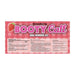 Strawberry flavored Booty Call anal numbing gel label with product details and usage instructions on pink polka dot background.
