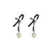 Pair of gunmetal adjustable nipple clamps with black silicone tips and white heart-shaped charms.