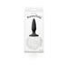 Black silicone butt plug with a soft white fluffy bunny tail in clear retail packaging.