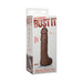 Packaging box of Doc Johnson Bust It squirting realistic dildo in brown with suction cup base and included Nut Butter.