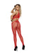 Heart Net Bodystocking With Open Crotch Red Os