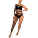 Black Pearl Diamond Pothole One Side Bodysuit Black