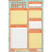 Can't Remember Shit notepad page with sections for date, to-do lists, appointments, contacts, errands, mood, and daily rating in orange and blue design.