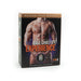 Packaging box for CB-6000 male chastity device featuring a muscular torso and product branding.