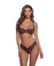 Floral Lace Embroidered Bra & Panty 2 pc Set - Black/Wine SM