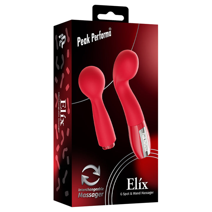 Peak Performa Interchangeable Elix G-Spot and Wand Massager-Red