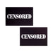 Pair of black rectangular pasties with the word CENSORED printed in bold white stencil font.