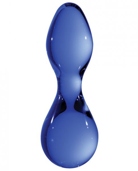 Smooth blue glass plug with ergonomic shape crafted from durable borosilicate glass for safe, versatile use.