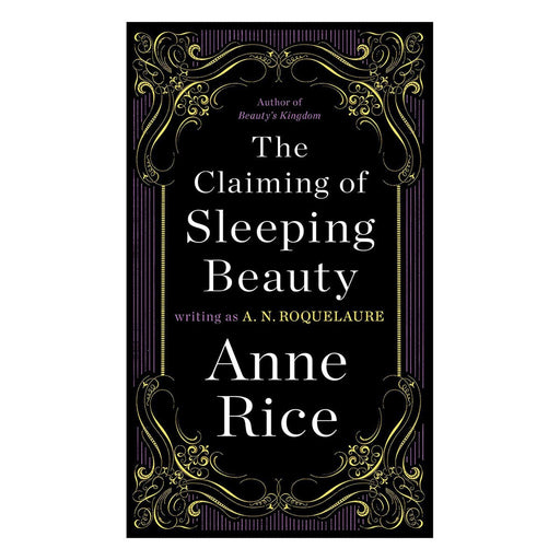 Book cover of The Claiming of Sleeping Beauty by Anne Rice with elegant gold and purple decorative borders on black background.