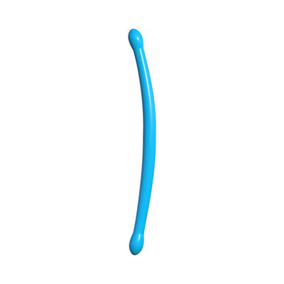 Blue flexible double-ended dildo with rounded tips, designed for versatile and comfortable use.