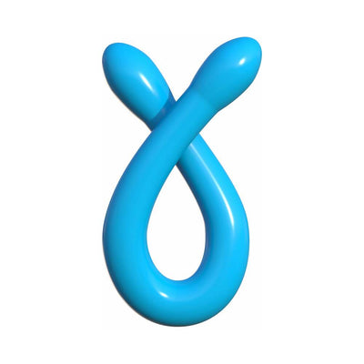 Blue flexible double-ended dildo with smooth rounded tips, designed for versatile intimate use.