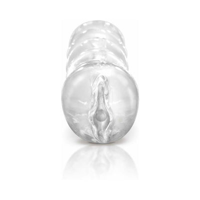 Transparent Clear Leader Snatch Masturbator with textured, flexible design for enhanced pleasure and visual stimulation.